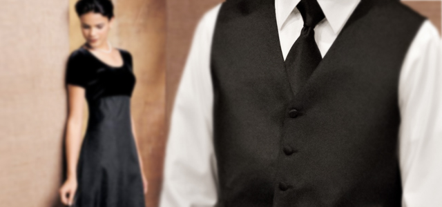 Cantus Youth Choirs outfits include a full length gown for the ladies and a vest and tie for the gentlemen.